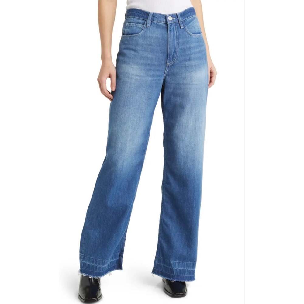 FRAME Le Pixie High N Tight Wide Leg Jeans Women’s 27 Atrium Raw Hem EUC